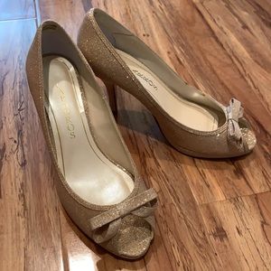 Caparros Peep Toe Gold Heels